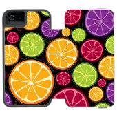 Orange Muster und Hintergrund Incipio iPhone Geldbeutel-Hülle (Folio Geöffnet)