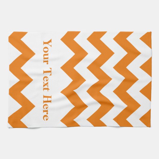 Orange mutiges Zickzack mit kundengerechtem Text Geschirrtuch (Horizontal)