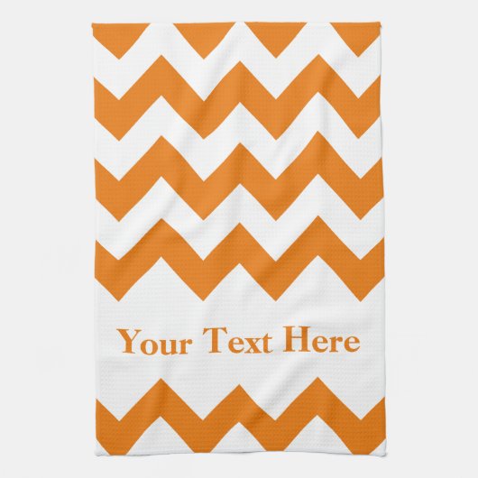 Orange mutiges Zickzack mit kundengerechtem Text Geschirrtuch (Vertikal)