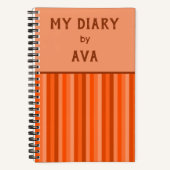 Orange My Diary by Me Striping Journal Notizblock (Vorderseite)