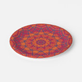 Orange n Lila Kariert Kaleidoskop Pappteller (Schrägansicht)