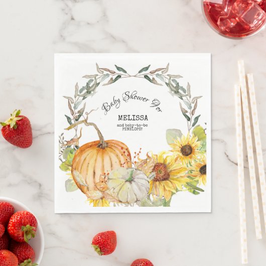 Orange n White Pumpkins w Sunflowers Babydusche Serviette (Beispiel)