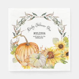 Orange n White Pumpkins w Sunflowers Babydusche Serviette