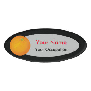 Orange Namenschild