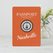 Orange Nashville Passport Save the Date (Stehend Vorderseite)