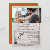 Orange Nashville Passport Wedding Einladung (Vorne/Hinten)
