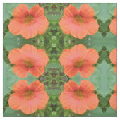 Orange Nasturtium Blume Floral Gemustert Stoff (Muster)