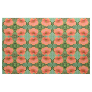 Orange Nasturtium Blume Floral Gemustert Stoff