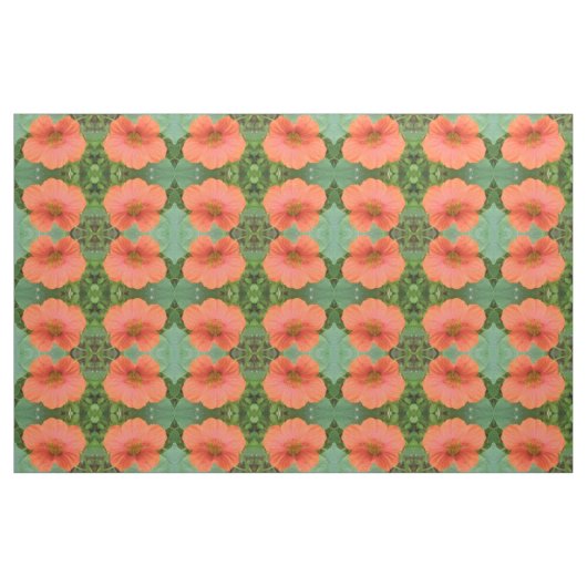 Orange Nasturtium Blume Floral Gemustert Stoff (Fat Quarter (45,7 x 55,9 cm))
