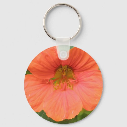 Orange Nasturtium Blume Schlüsselanhänger (Vorderseite)