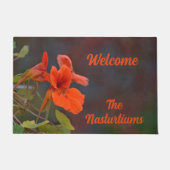 Orange Nasturtiums Blume Willkommen Fußmatte (Vorderseite)