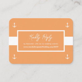 Orange Nautical Pattern Website Wedding RSVP Begleitkarte