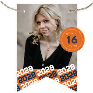 Orange & Navy 16 Foto-Abschluss-Hängebanner Wimpelkette