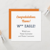 ORANGE, NAVY Auburn, Alabama Personalisierte Gesch Karte (Vorderseite/Rückseite Beispiel)