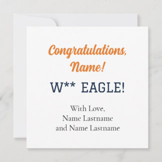 ORANGE, NAVY Auburn, Alabama Personalisierte Gesch Karte