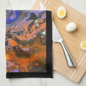 Orange, Navy, Blue Brown, Abstrakt Black Acrylic Geschirrtuch (Viertel Falte)