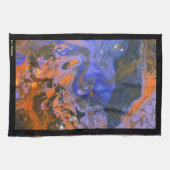 Orange, Navy, Blue Brown, Abstrakt Black Acrylic Geschirrtuch (Horizontal)