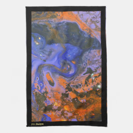 Orange, Navy, Blue Brown, Abstrakt Black Acrylic Geschirrtuch