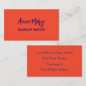 Orange Navy Blue Makeup Artist Beauty Salon Custom Visitenkarte (Vorne/Hinten)