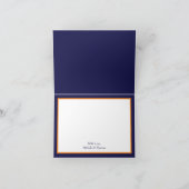 Orange & Navy Blue Peony Rose Wedding Vielen Dank Dankeskarte (Innenseite)