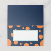 Orange Navy Blue Polka Dot Mint Birthday Party Platzkarte (Außenseite Aufgefaltet)