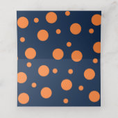 Orange Navy Blue Polka Dot Mint Birthday Party Platzkarte (Innenseite Aufgefaltet)