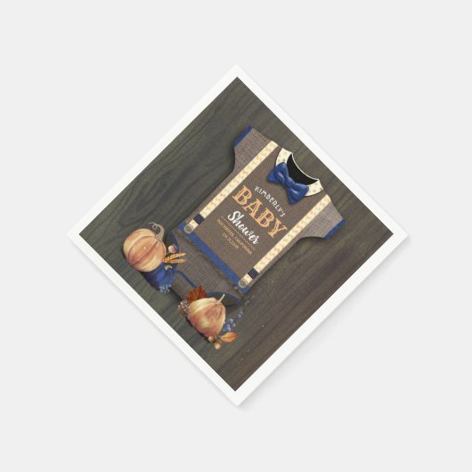 Orange Navy Blue Pumpkins Fall Baby Dusche Serviette (Ecke)