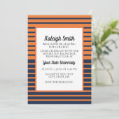 Orange Navy Blue Strip Uni Trunk Party Einladung (Stehend Vorderseite)