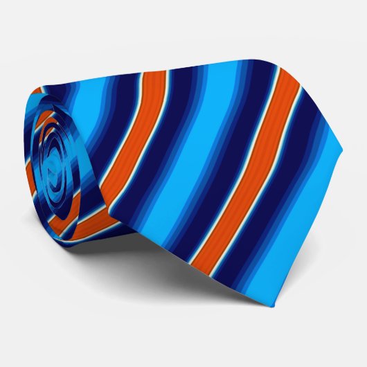 Orange Navy Blue Stripes Krawatte (Gerollt)