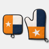 Orange & Navy Blue Texas State Flag Ofenhandschuh & Topflappen-Set (Vorderseite)
