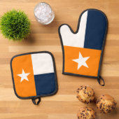 Orange & Navy Blue Texas State Flag Ofenhandschuh & Topflappen-Set (Oben Unten)