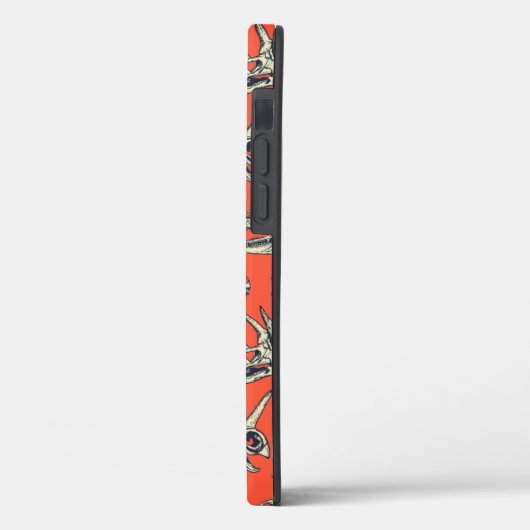 Orange & Navy Dinosaurier Skulls Case-Mate iPhone Hülle (Rückseite / Links)