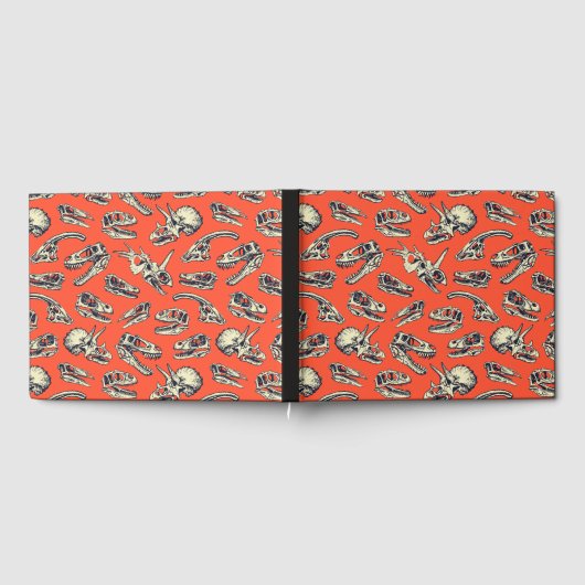 Orange & Navy Dinosaurier Skulls Gästebuch (Voll)