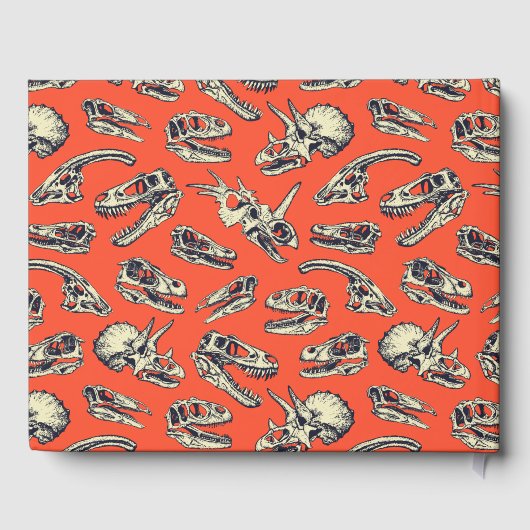 Orange & Navy Dinosaurier Skulls Gästebuch (Rückseite)