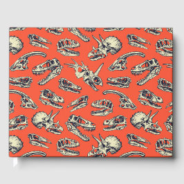 Orange & Navy Dinosaurier Skulls Gästebuch