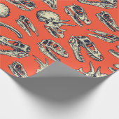Orange & Navy Dinosaurier Skulls Geschenkpapier (Ecke)