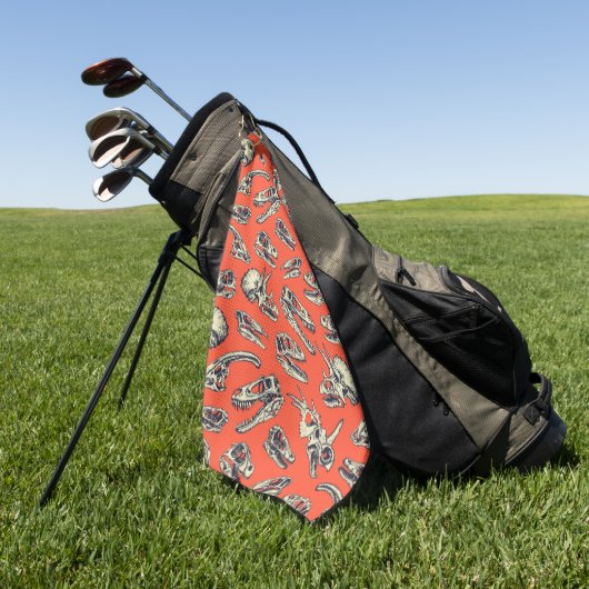 Orange & Navy Dinosaurier Skulls Golfhandtuch (Gras)