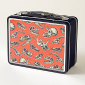 Orange & Navy Dinosaurier Skulls Metall Brotdose (Rückseite)