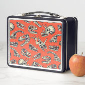 Orange & Navy Dinosaurier Skulls Metall Brotdose (Beispiel)