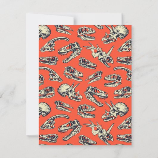 Orange & Navy Dinosaurier Skulls Mitteilungskarte (Vorderseite)
