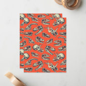 Orange & Navy Dinosaurier Skulls Mitteilungskarte (Vorderseite/Rückseite Beispiel)