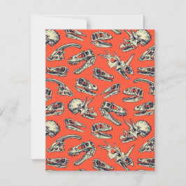 Orange & Navy Dinosaurier Skulls Mitteilungskarte