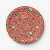 Orange & Navy Dinosaurier Skulls Pappteller (Vorderseite)