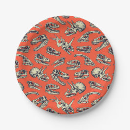 Orange & Navy Dinosaurier Skulls Pappteller