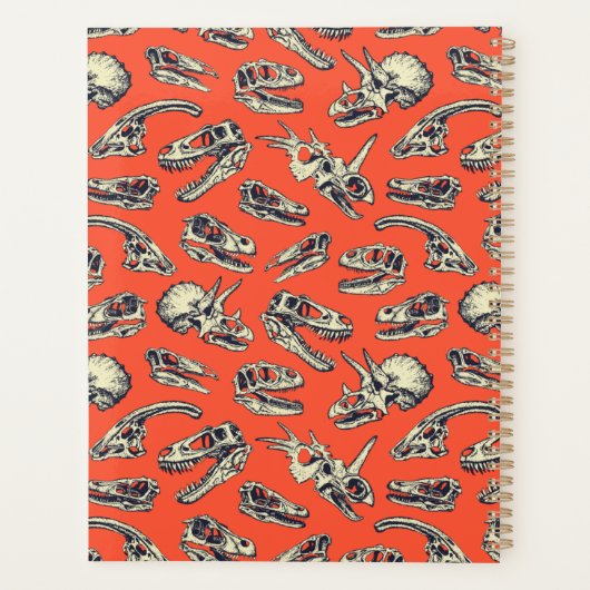 Orange & Navy Dinosaurier Skulls Planer (Rückseite)