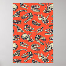 Orange & Navy Dinosaurier Skulls
