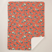 Orange & Navy Dinosaurier Skulls Sherpadecke (Vorderseite)