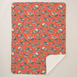 Orange & Navy Dinosaurier Skulls Sherpadecke