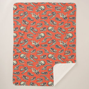 Orange & Navy Dinosaurier Skulls Sherpadecke
