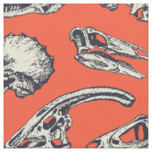 Orange & Navy Dinosaurier Skulls Stoff (Nahaufnahme)